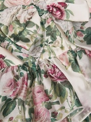 Monsoon Green Baby Raye Floral Organza Tiered Dress - Image 4 of 4