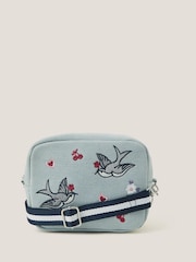 Monsoon Blue Embroidered Denim Cross-Body Bag - Image 1 of 3
