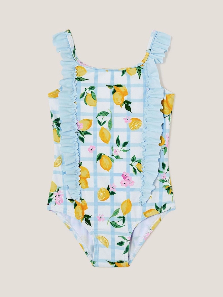 Monsoon Blue Baby Lemon Tile Print Swimsuit - Image 1 of 3