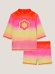 Monsoon Pink Flower Ombré UPF 50+ Rash Vest and Swim Shorts Set - Image 1 of 3