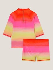 Monsoon Pink Flower Ombré UPF 50+ Rash Vest and Swim Shorts Set - Image 2 of 3
