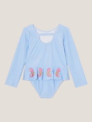 Monsoon Blue Baby Seahorse Stripe UPF50+ Long Sleeve Swimsuit - Image 2 of 3