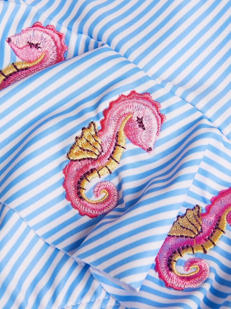 Monsoon Blue Baby Seahorse Stripe UPF50+ Long Sleeve Swimsuit - Image 3 of 3