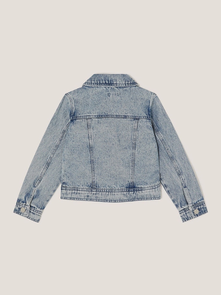 Monsoon Blue Sequin Floral Embroidered Denim 100% Cotton Jacket - Image 2 of 3