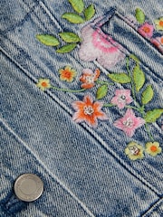 Monsoon Blue Sequin Floral Embroidered Denim 100% Cotton Jacket - Image 3 of 3