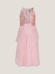 Monsoon Pink Sequin Waterfall Tulle Dress - Image 2 of 3