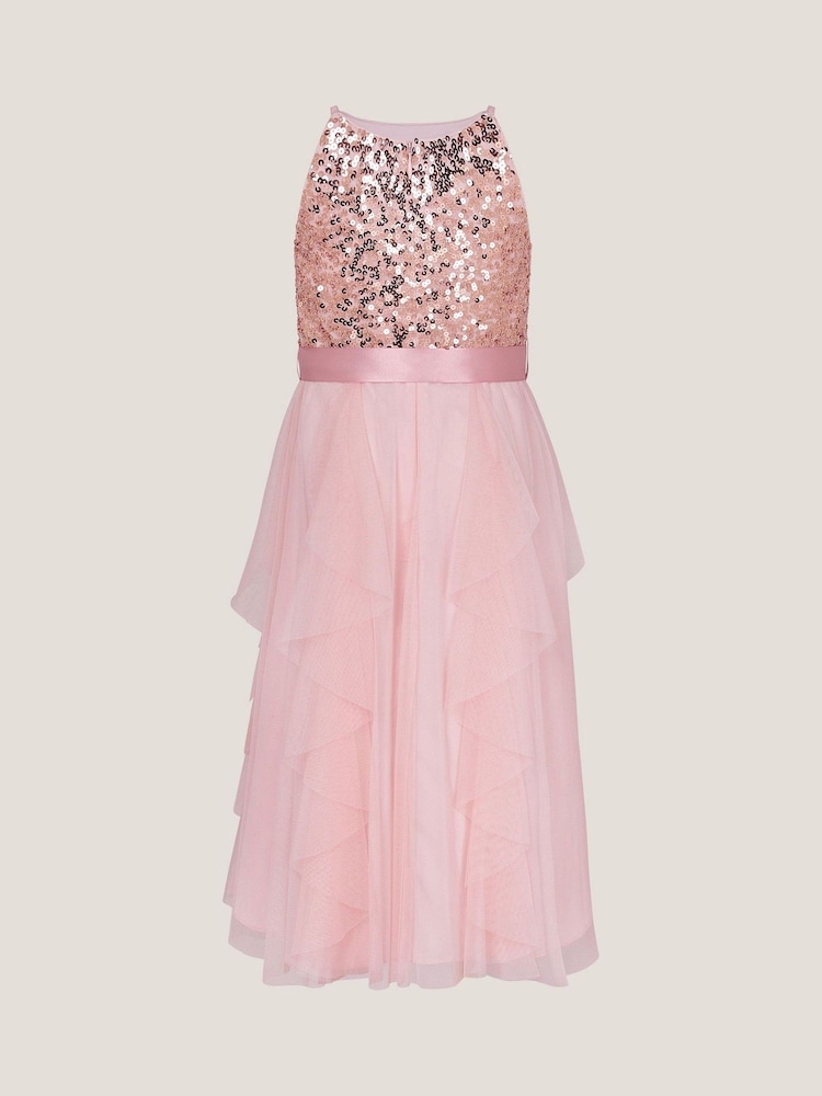 Monsoon Pink Sequin Waterfall Tulle Dress - Image 2 of 3