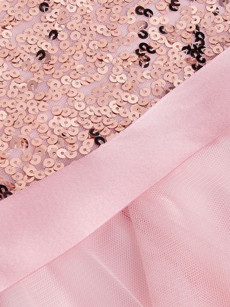 Monsoon Pink Sequin Waterfall Tulle Dress - Image 3 of 3