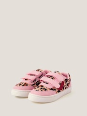 Monsoon Pink Leopard Print Rip-Tape Trainers - Image 1 of 3