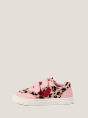 Monsoon Pink Leopard Print Rip-Tape Trainers - Image 3 of 3