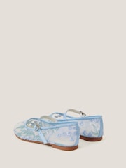 Monsoon Blue Floral Embroidered Mesh Ballet Flats - Image 3 of 3