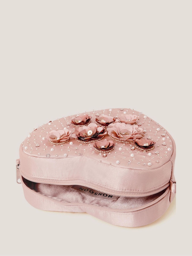 Monsoon Pink Sequin Flower Heart Bag - Image 4 of 4 Monsoon Pink Sequin Flower Heart Bag - Image 4 of 4