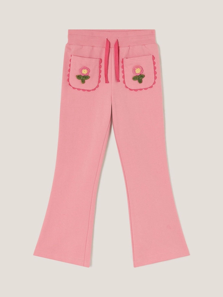 Monsoon Crochet Flower Print Flare 100% Cotton Joggers - Изображение 1 из 3