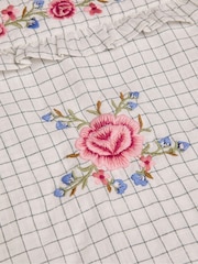 Monsoon Natural Floral Print Embroidered Check 100% Cotton Blouse - Image 4 of 4