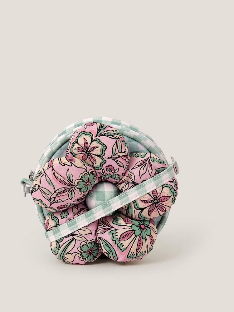 Monsoon Blue Flower Puff Round Gingham Bag - Image 1 of 4