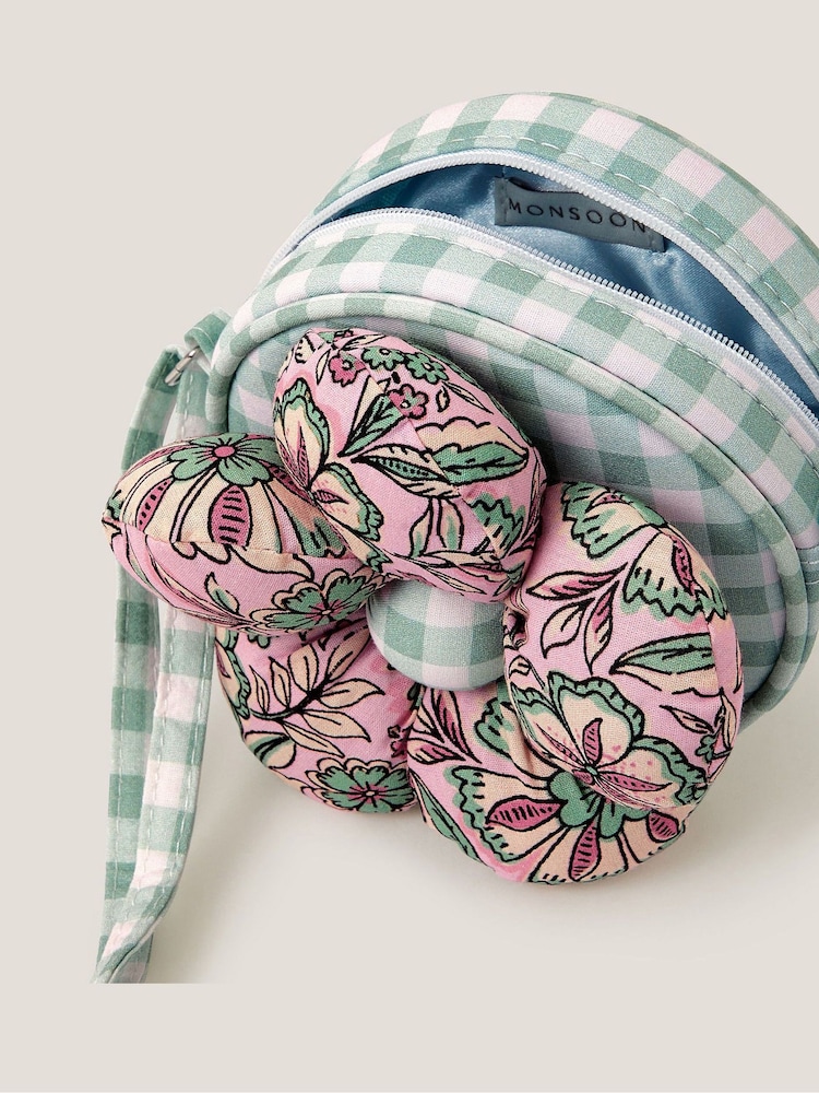 Monsoon Flower Puff runde Tasche mit kariertem Muster - Bild 4 von 4 Monsoon Flower Puff runde Tasche mit kariertem Muster - Bild 4 von 4