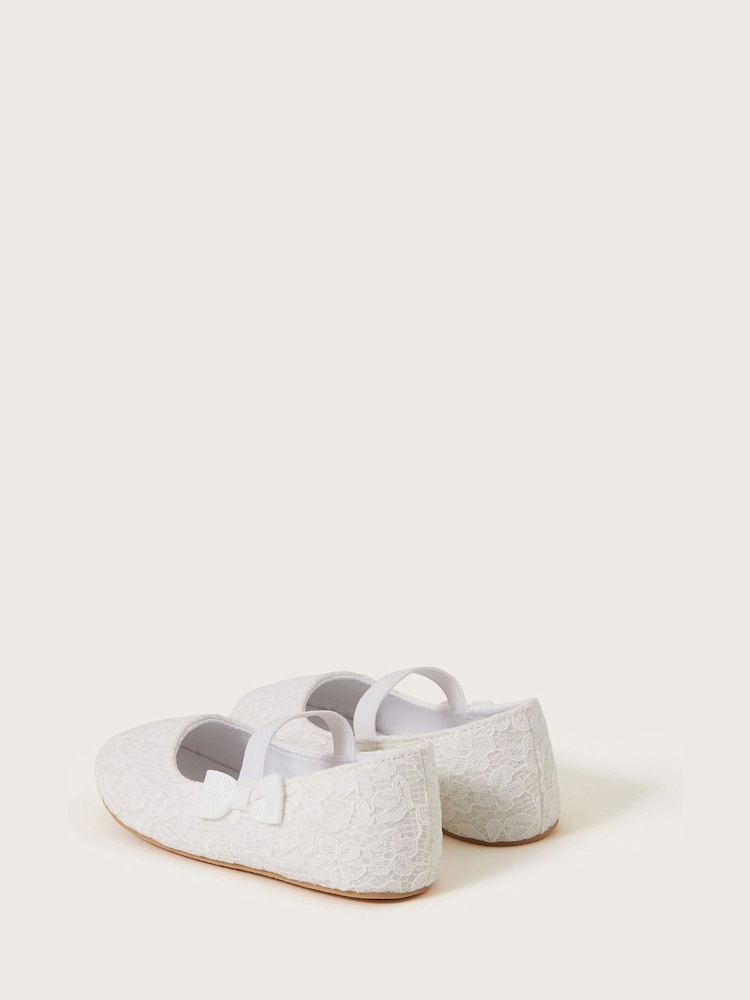 Monsoon White Baby Lace Bow Walker Shoes - Image 2 of 3
