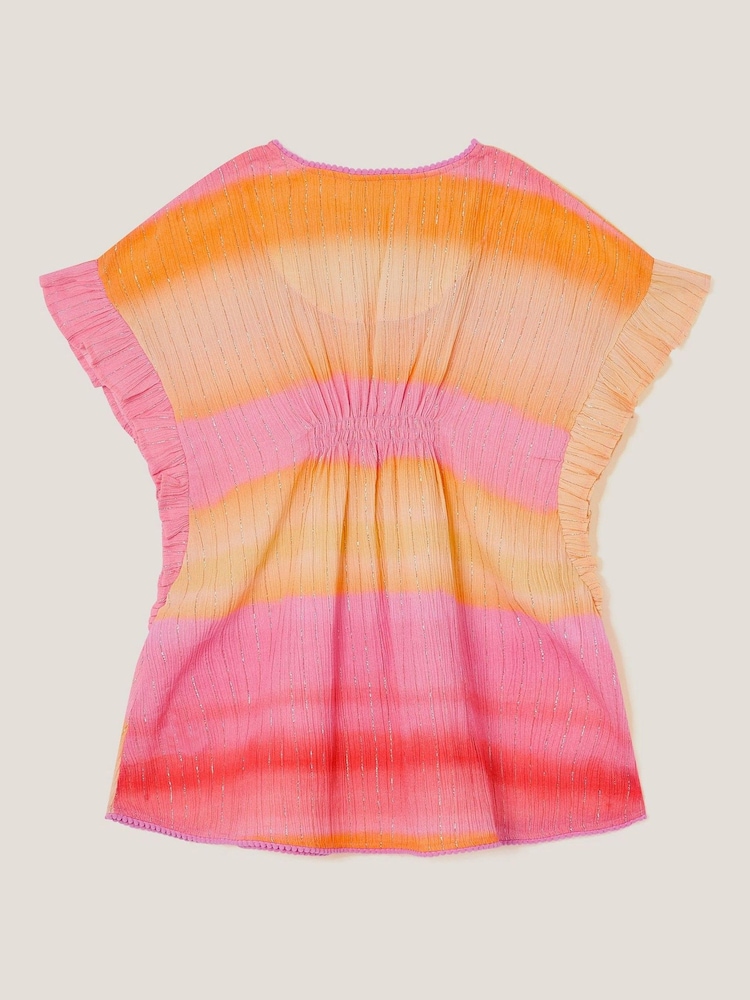 Monsoon Orange Glitter Ombré 100% Cotton Kaftan - Image 2 of 3