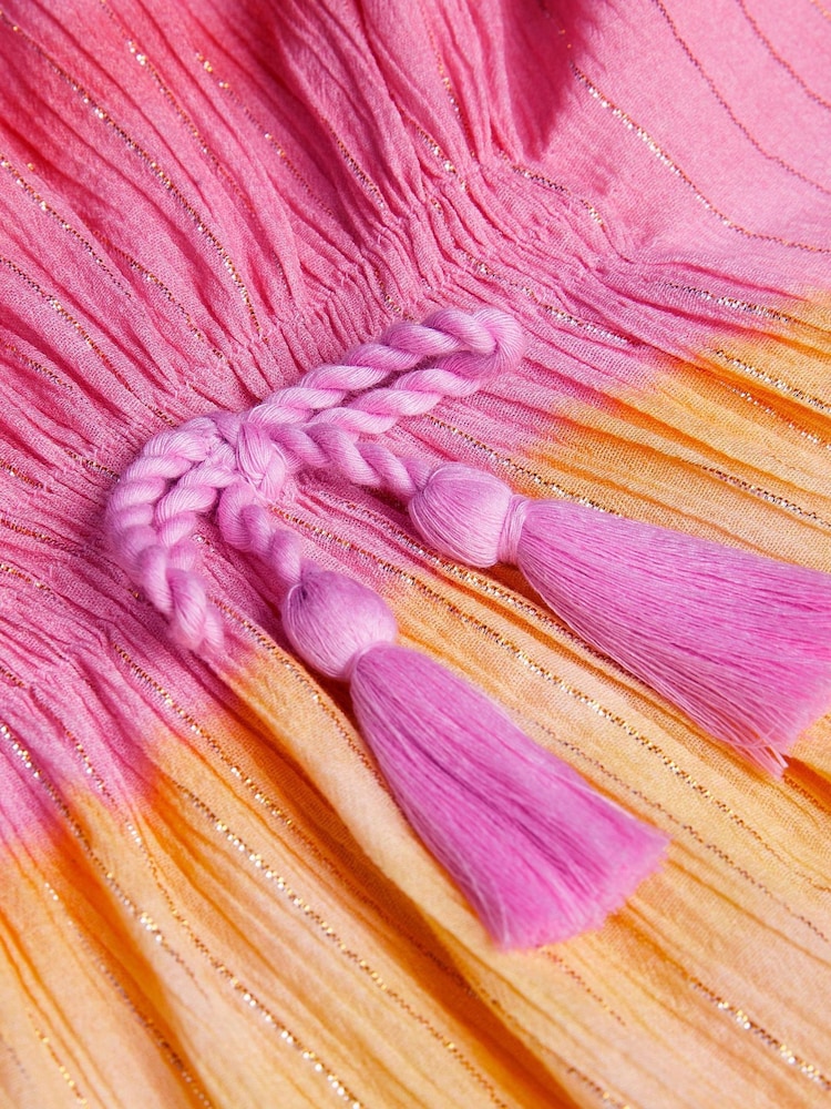 Monsoon Orange Glitter Ombré 100% Cotton Kaftan - Image 3 of 3