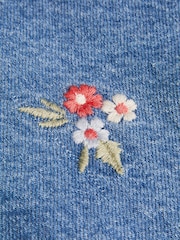 Monsoon Blue Floral Denim 100% Cotton Dress and T-Shirt Set - Image 3 of 3