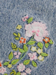 Monsoon Blue Sequin Floral Print Embroidered 100% Cotton Denim Shorts - Image 3 of 3
