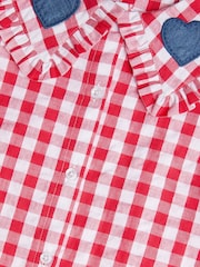 Monsoon Red Heart Collar Gingham 100% Cotton Blouse - Image 3 of 3