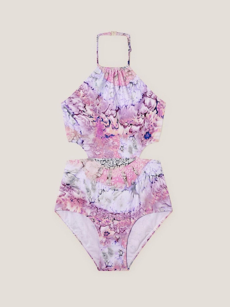 Monsoon Marble Print Cut-Out Swimsuit - Изображение 1 из 3