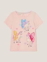 Monsoon 100% Cotton Sequin Flying Unicorn T-Shirt - صورة 2 من 4