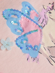 Monsoon 100% Cotton Sequin Flying Unicorn T-Shirt - صورة 4 من 4