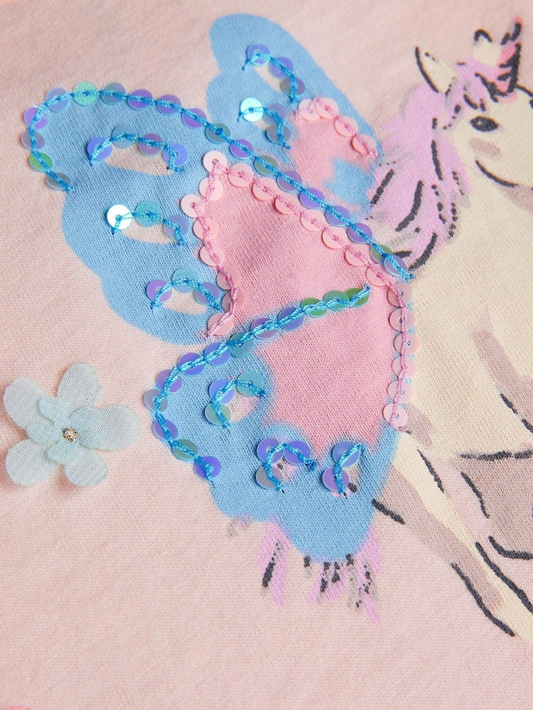 Monsoon 100% Cotton Sequin Flying Unicorn T-Shirt - صورة 4 من 4