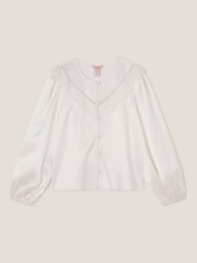 Monsoon Natural Embroidered Collar Satin Blouse - Image 1 of 3