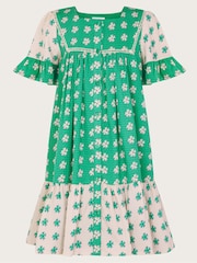 Monsoon Green Floral Colourblock Swing Dress - Image 1 of 4