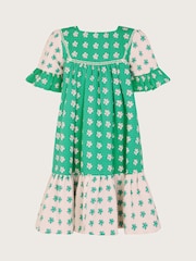 Monsoon Green Floral Colourblock Swing Dress - Image 2 of 4