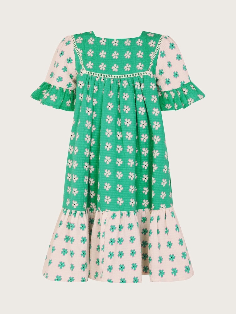 Monsoon Green Floral Colourblock Swing Dress - Image 2 of 4