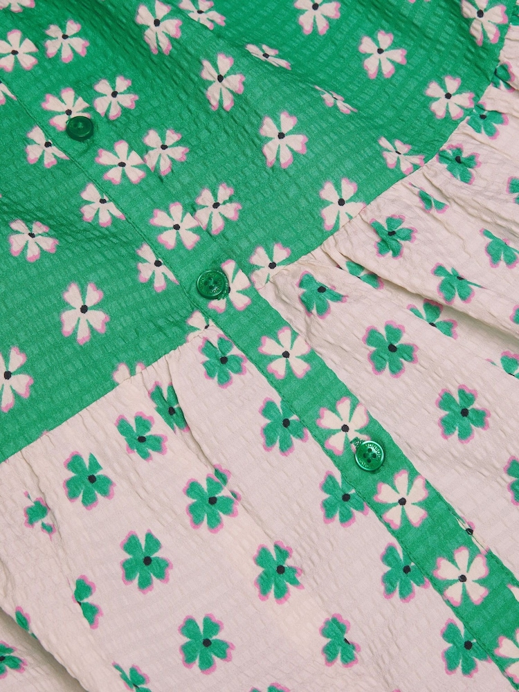 Monsoon Green Floral Colourblock Swing Dress - Image 3 of 3 Monsoon Green Floral Colourblock Swing Dress - Image 3 of 3