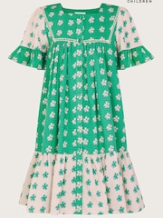 Monsoon Green Floral Colourblock Swing Dress - Image 4 of 4