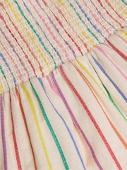 Monsoon Cream Strappy Stripe Smocked Dress - Image 4 of 4