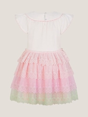 Monsoon Pink Floral Embroidered Tiered Disco Dress - Image 3 of 4