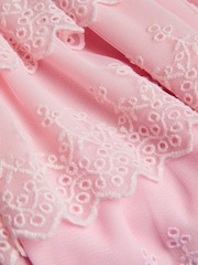 Monsoon Pink Floral Embroidered Tiered Disco Dress - Image 4 of 4