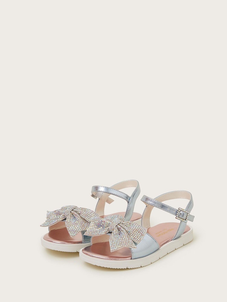 Monsoon Rhinestone Bow Metallic Sandals - صورة 1 من 1