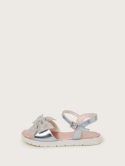 Monsoon Silver Rhinestone Bow Metallic Sandals - Image 2 of 3