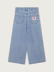 Monsoon Blue Heart Embroidered Wide Leg 100% Cotton Jeans - Image 2 of 3
