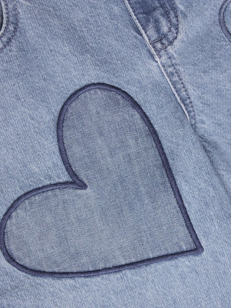 Monsoon Blue Heart Embroidered Wide Leg 100% Cotton Jeans - Image 3 of 3