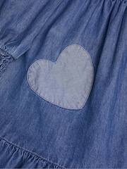 Monsoon Blue Long Sleeve Ruffle Heart Denim 100% Cotton Dress - Image 3 of 3