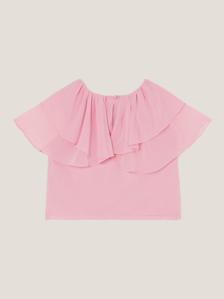 Monsoon Pink Paris Ruffle Chiffon Top - Image 2 of 3