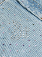 Monsoon Blue Rhinestone Butterfly 100% Cotton Denim Shorts - Image 3 of 3