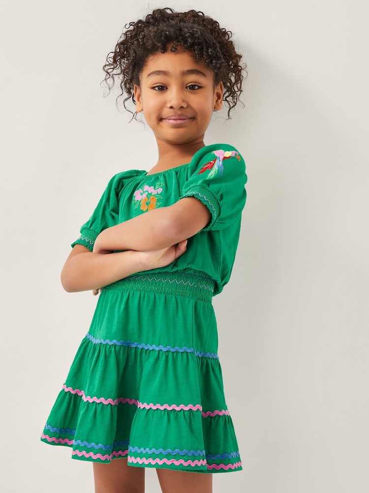 Monsoon Green Ric-Rac Tiered 100% Cotton Skirt - Image 1 of 4