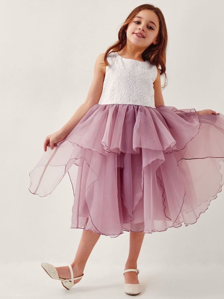 Monsoon Pink Lace Petal Flower Girl Dress - Image 1 of 3