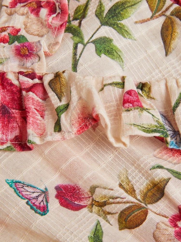 Monsoon Natural Baby Artisan Rose Print 100% Cotton Romper - Image 3 of 4