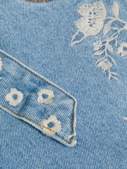 Monsoon Blue Floral Embroidered Belted Denim Shorts - Image 4 of 4